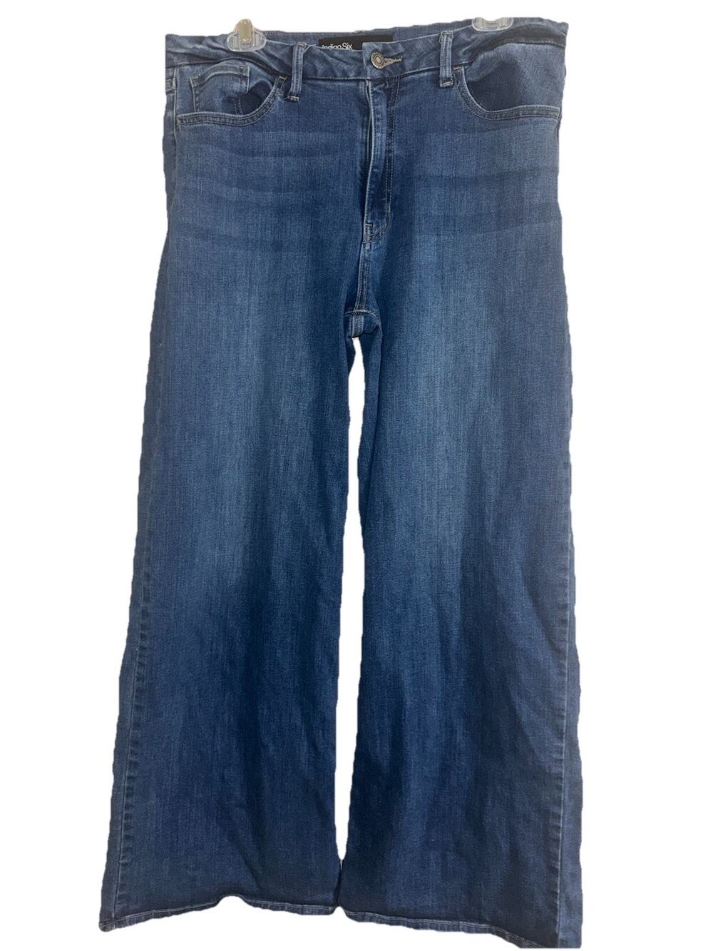 Indigo Six Women's Mid Rise Wide Leg Palazzo Jeans Blue Size: 14 Stretch